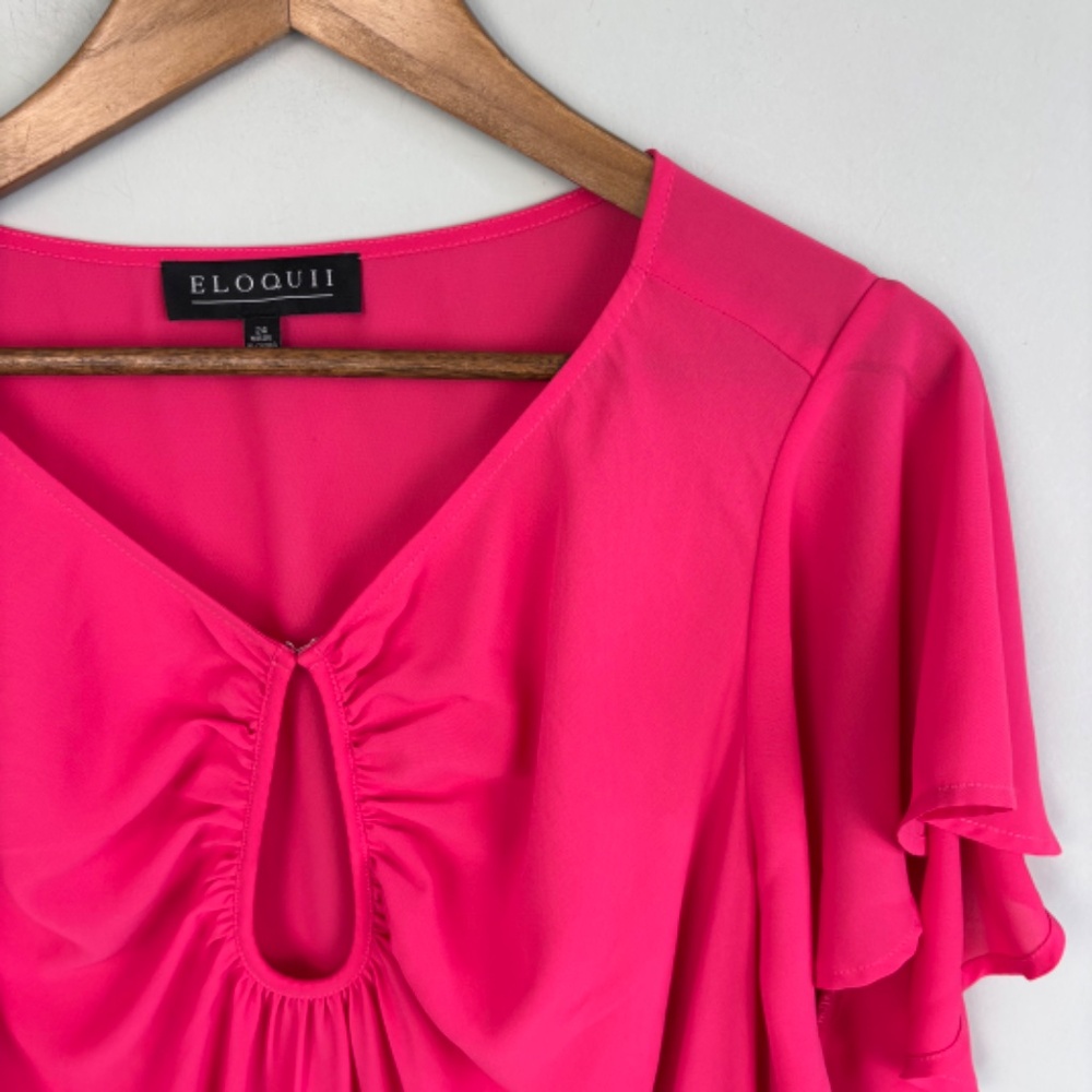 Eloquii Flutter Sleeve Keyhole Blouse Size 24 - image 1